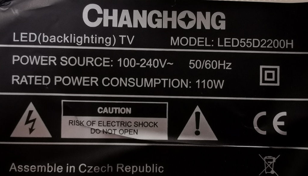CHANGHONG LED55D2200H CARTE ALIMENTATION MP145D-1MF22 REV1.0