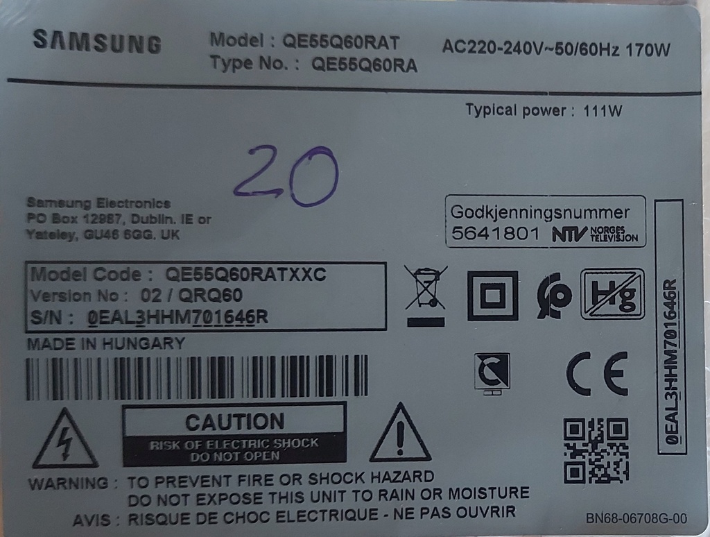 SAMSUNG LE40B530P7W CARTE MERE SATURNA_DTV_REV BN41-01165A