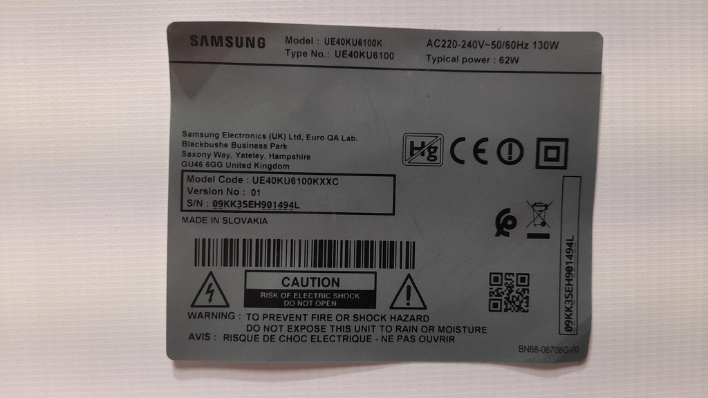 SAMSUNG UE40KU6100K CARTE ALIMENTATION BN-44-00802A L40S6_FDY
