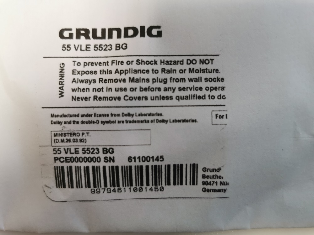 GRUNDIG 55VLE5523BG CARTE ALIMENTATION APDP-182A1