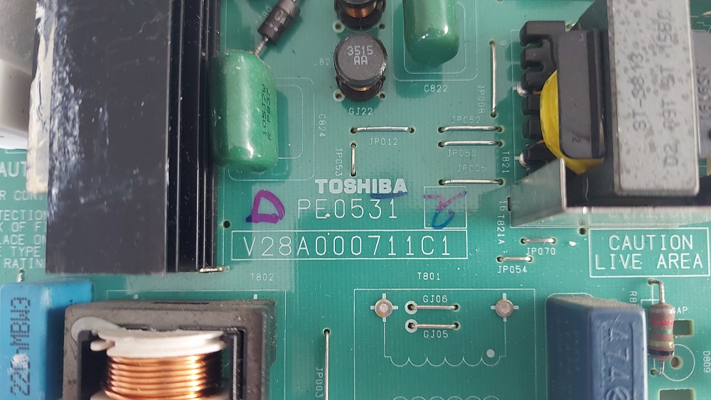 TOSHIBA 32CV505D CARTE ALIMENTATION V28A000711C1