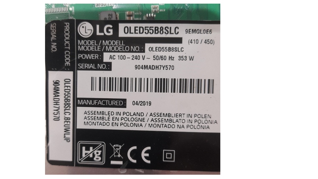 LG OLED55B8SLC CARTE T-CON LE650AQD-ELA1-Y31 6870C-0745B