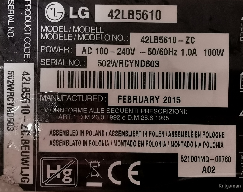 LG 43UK6200PLA CARTE MERE EAX67872805 1.1