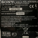 SONY KDL-40S3000 CARTE TCON 400WTC4LLV3.4
