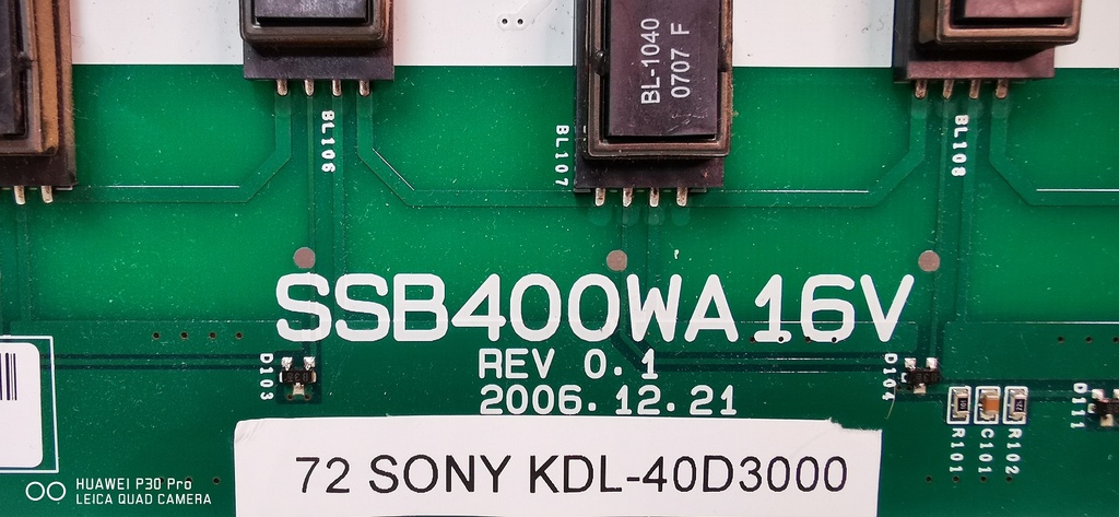 SONY KDL-40D3000 CARTE INVERTER SSB400WA16V REV 0.1