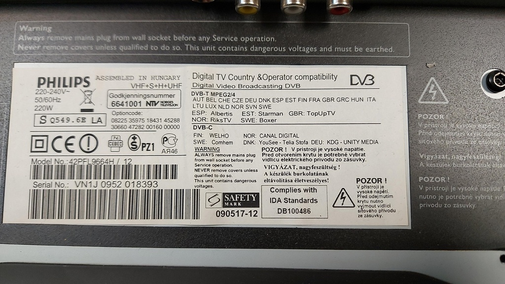 PHILIPS 25PF5321/12 2 CARTE INVERTER KLS-EE26M-M REV:08 6632L-0117H LC260WX2-SL01-E11 & KLS-EE26S REV:08 6632L-0118H LC260WX2SL01-E11