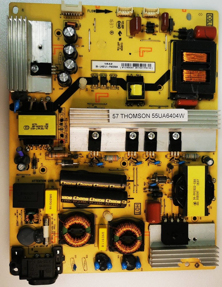 THOMSON 55UA6404W – Carte alimentation 40-LH9211-PWB1XG 1642 08-lH921J1-PW220AA