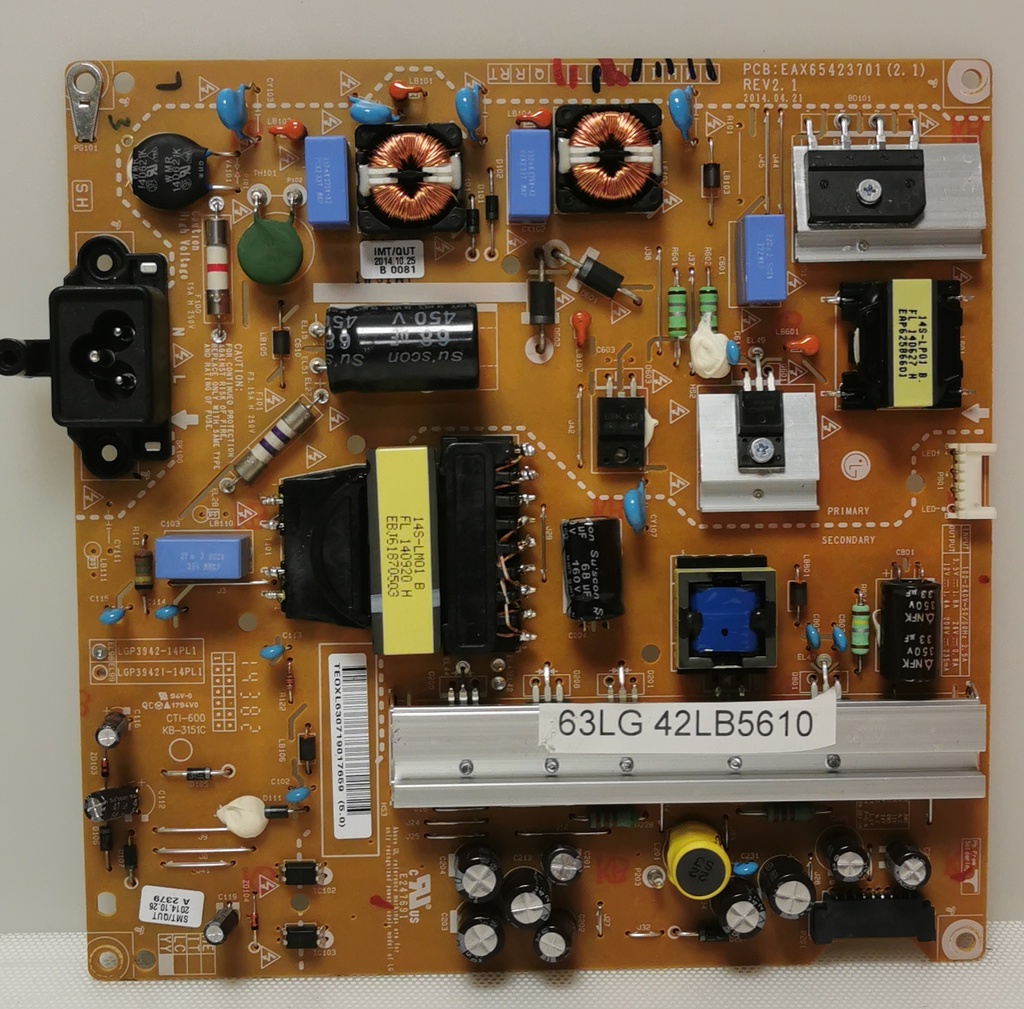 LG 42LB5610 – Carte alimentation EAX65423701 2.1